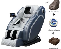 Relif™ Calma + Hoes, Fleece deken & Cleaning pasta - Full Body - Zero Gravity - Verwarming Rug & Taille - Massage Chair - Bluetooth Muziek - Massage apparaat - Massage - Airbagcompressie - Elektrische Massage Stoel - Blauw