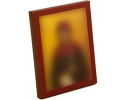 Religieuze Icoon - Byzantijnse Kunst Hout - Wanddecoratie - Handgemaakt Grieks - 20x27cm - Blauw Rood Goud