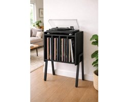 REN® LP Opbergsysteem - Lp kast - Platenspeler Kast - Platenspeler Meubel - Vinyl Kast - Zwart - ‎30cm x 40cm x 66cm; 7kg