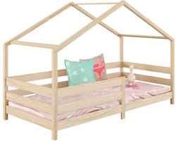 RENA huisbed van grenen met bescherming tegen uitval in 90 x 200 cm in natuurlijke kleur