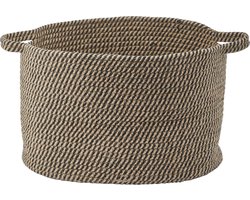 Rena Opbergmand Linen Medium | Zwart / Beige / Geel / Goud | Katoen / Polyester