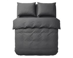 RENALUX Dekbedovertrek 200x200 Tweepersoons met 2 Kussenslopen 60x70 - Antraciet