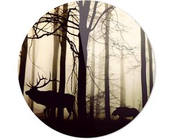 Rendier in het bos | Wanddecoratie | 100CM x 100CM | Schilderij | Foto op plexiglas | natuur | Landschappen
