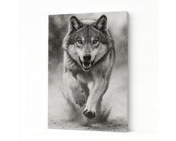 Rennende wolf – kunstwerk – wandkunst – Canvas schilderij – 40x60 cm