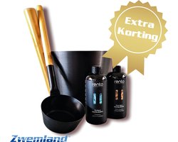 Rento Cadeauset Sauna emmer zwart/bruin bamboe