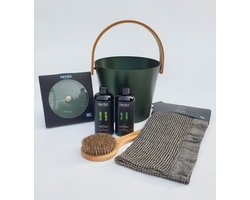 Rento Sauna Emmer Aluminium met Bamboe Handvat groen