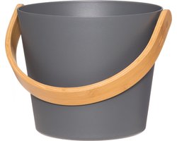 Rento Sauna Emmer met een beugel van bamboe hout – Grijs