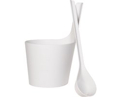 Rento Sauna Emmer met Lepel - Deluxe - kunststof - Wit (5L)