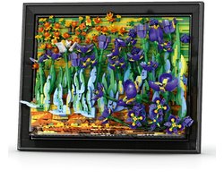 Reobrix 66701 Irissen schilderij mega bouwset | Botanical wall art | Mozaiek diamond painting | Classic creator expert speelgoed | Icons bloemen kunst modelbouw voor volwassenen & kinderen | Wand decoratie geschikt voor Lego | Bouwdoos met 3480 bloks