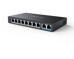 Reolink RLA-PS1 PoE Switch met 8 PoE- en 2 Gigabit Uplink-poorten, Ideaal voor REOLINK RLN36 NVR en Power over Ethernet IP-camera's, IEEE802.3af/at, Metalen behuizing, Bureau-/wandmontage