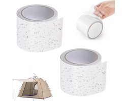 Reparatie Tape - 2Stuk - Universeel - Transparant - 8cm x 2M - Reparatiedoek - Zelfklevend - Tent Tape - Professioneel - Waterdicht - Tenacious - Voor PVC-Gecoate - Wit - Waterdichte Afdichtingstape - Tenten/ Zonneschermen/ Parasols/ Zwembad/ Plastic