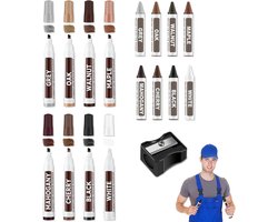 Reparatieset voor meubels – houten reparatiepennen voor krassen, deuren, vlekken, hardhouten vloeren, tafels – 17 stuks