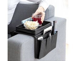 Repus - Flexibel Bankstel Tray - Organizer voor Afstandsbedieningen - Licht & handig - Polyester/katoen - 26x17cm - Zwart