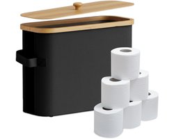 Reserverolhouder - 12 rollen - stof - bamboe - zwart