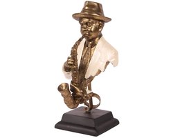 Residencia Interieur - Beeld Saxofonist Goud - Luxe Jazz Muzikant Decoratie - Man met Saxofoon