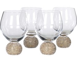 Residencia Interieur - Drinkglazen Goud Kristal - Luxe Waterglazen Set van 4 - Handgemaakt - 20cl