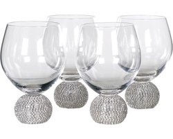 Residencia Interieur - Waterglazen Zilver Kristal - Luxe Drinkglazen Set van 4 - Handgemaakt - 20cl