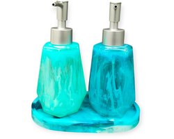Resin Art JR: Badkamer accessoires 3-delige set / Uniek design / Handgemaakt