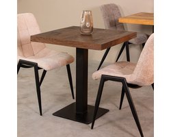 Restauranttafel Industrieel Mangohout 70x70 cm – Espresso Handgemaakt – Zwart Metaal Onderstel – Stevige Vierkante Horecatafel voor Restaurants & Hotels | Industrialhome