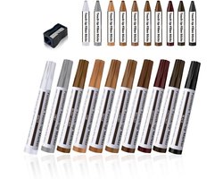 Restauratiepennen, Houten Meubels, Vloerkrassen, Reparatiemarkers En Wasstiften, 21-Delige Set Voor Vlekken, Krassen, Houten Vloeren, Tafels, Bureaus, Timmerwerk, Bedposten, Bijwerken En Afdekken