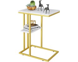 Retadou - Bijzettafel C-vorm, bank bijzettafels, koffietafel, kleine tafel, sofa tafel bijzettafels bed, zijtafel bijzettafels bank, salontafel kleine laptoptafels, banktafel, houtachtigheid, goud