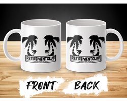 Retirement Club Mug, Palm Tree Mok, Pensioen Cadeau, Tropisch Drinkgerei, Grappig Pensioen Geschenk, Gepersonaliseerde Koffiemok