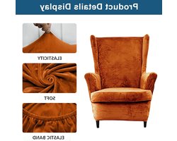 Retro 3-delige Oorfauteuil met Poef en Verlengde Katoenen Armleuningen, Afneembare en Wasbare Hoofdkussenhoes, Ideaal voor Woonkamer en Restaurant, Oranje