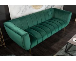 Retro 3-zits bank NOBLESSE 225 cm smaragdgroen fluweel 3-zits bank