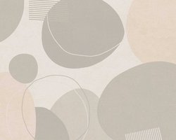 RETRO BEHANG | Cirkels - beige creme grijs zilver - A.S. Création Geo Effect