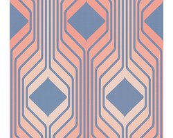 RETRO BEHANG | Grafisch - blauw rood roze - A.S. Création Retro Chic