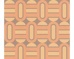 RETRO BEHANG | Grafisch - bruin geel oranje - A.S. Création Retro Chic