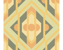 RETRO BEHANG | Grafisch - groen geel oranje - A.S. Création Retro Chic