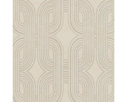 Retro behang Profhome 399371-GU vliesbehang licht gestructureerd met grafisch patroon en metalen accenten beige grijs 5,33 m2