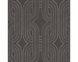 Retro behang Profhome 399374-GU vliesbehang licht gestructureerd met grafisch patroon en metalen accenten antraciet zilver donkerbruin grijs 5,33 m2