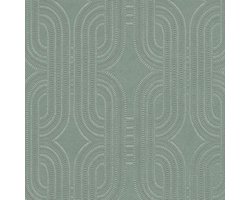 Retro behang Profhome 399375-GU vliesbehang licht gestructureerd met grafisch patroon en metalen accenten blauw groen bruin wit 5,33 m2