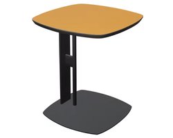 Retro Bijzettafel - Vierkant Nachtkastje - C-vormig Ontwerp - Zadelleren Tafelblad - Luxe & Functioneel - Oranje