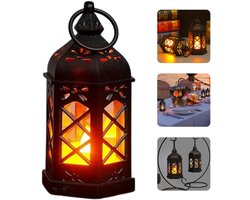 Retro Desktop Lamp - Vintage windlicht - Tafeldecoratie - Kleine lantaarn om op te hangen - Met led-kaarsen voor Halloween, Ramadan, tuin, Kerstmis, bruiloft, balkon
