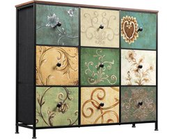 Retro Dressoir met 9 Laden – Vintage Opbergkast 100x30x86,5 cm – Stijlvol & Functioneel Meubel