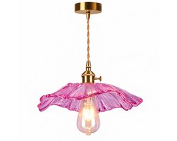 Retro LED-hanglamp met glazen bloemen - geschikt voor bars, slaapkamers, woningen en veranda's - Paars