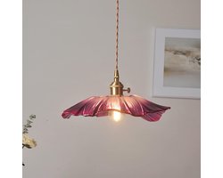 Retro LED-hanglamp met paarse glazen bloemen, geschikt voor bars, slaapkamers, woningen en veranda's (lamp niet inbegrepen).