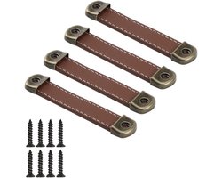 Retro leren handgrepen voor meubels - Antieke handgrepen voor kasten, lades en deuren - 96mm handmade design