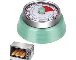 Retro Mechanische Keuken Timer - 60 Minuten Countdown - RVS Mint Groen