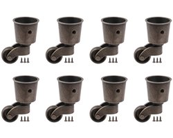 Retro meubelwieltjes van zinklegering, 3,7 cm in diameter, 8 stuks, geschikt voor tafel- en bankpoten.