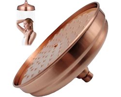 Retro Ronde Koperen Douchekop Regendouche Met Hoge Druk En Zelfreinigende Siliconen Sproeiers Roestvrijstalen Aansluiting Geschikt Voor Badkamer Douchecel En Spa