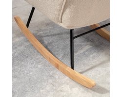 Retro Schommelstoel – Schommelstoel – Schommelstoel Met Armleuning – Relaxstoel – Houten Schommelstoel – Massief Hout – Compact Formaat 98x71x101 cm – Beige