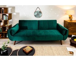 Retro slaapbank Fluweelstof smaragdgroen 220 cm 3-zitsbank met bedfunctie