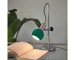 Retro-stijl in hoogte verstelbare bureaulamp - Oogvriendelijke lamp voor studeren en lezen - 350 graden draaibare kop, driekleurig licht, werkt op netstroom - Geschikt voor thuiskantoren, studentenhuizen en slaapkamers - Groen