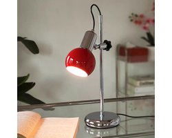Retro-stijl in hoogte verstelbare bureaulamp - Oogvriendelijke lamp voor studeren en lezen - 350 graden draaibare kop, driekleurig licht, werkt op netstroom - Geschikt voor thuiskantoren, studentenhuizen en slaapkamers - Rood