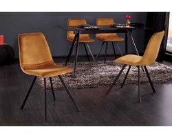 Retro stoel AMSTERDAM STOEL mosterdgeel fluweel design klassieker - 41318