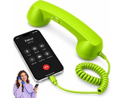 Retro Telefoonhoorn - Geschikt voor Smartphones met USB-C - Bedrade Vintage Handset - Plug & Play - Met Microfoon & Luidspreker - Voor Bellen, Videobellen & Thuiswerk - Groen